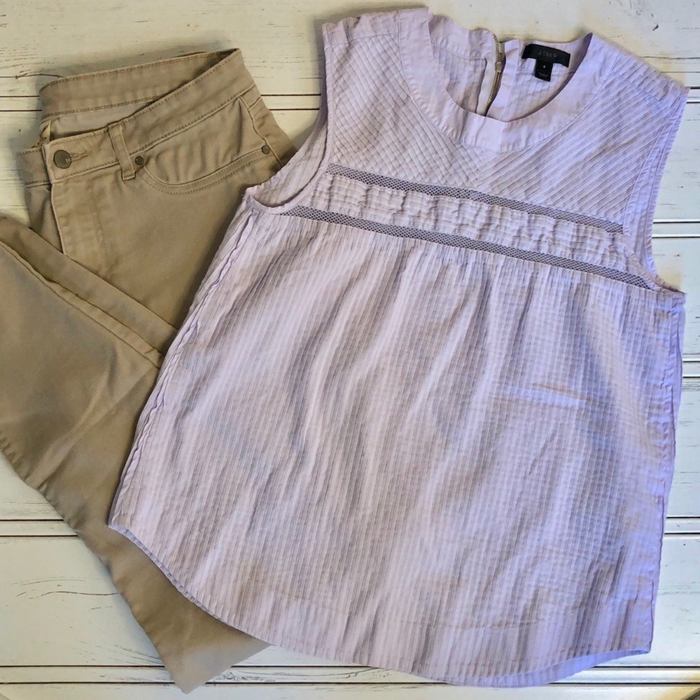 J. Crew Sleeveless Pleated Paneled Blouse, size 4